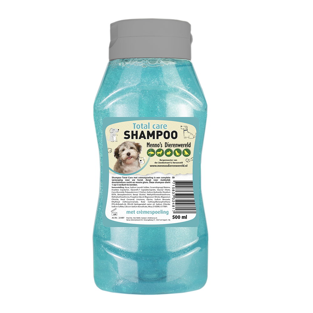 Fles Shampoo Total Care 500ml voor honden met crèmespoeling