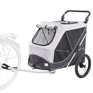 Trixie Fietskar snelvouw L grijs zwart voor honden tot 30 kg met snelvouwfunctie, regenhoes, veiligheidsvlag en visco-elastisch kussen