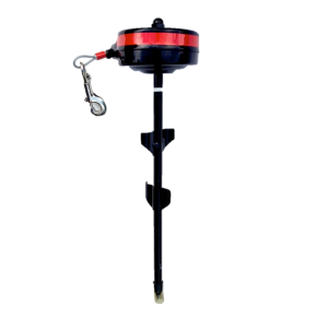 Intrekbare oprollijn Large 4,5 meter voor honden 35-55 kg zwart rood met staalkabel en grondpin