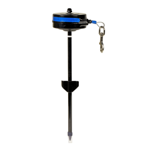 Intrekbare oprollijn Medium 6 meter voor honden 11-35 kg zwart blauw met staalkabel en grondpin