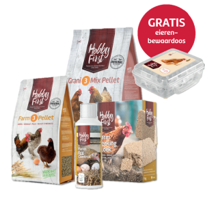 HobbyFirst Legkippen Box compleet kippenvoer pakket met gratis eierendoos
