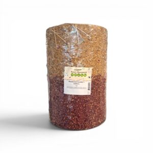 Hooitunnel L kruiden en zaden 30x20cm gevuld met weidehooi en bedekt met hibiscus, gierst, goudsbloem en rozenblaadjes