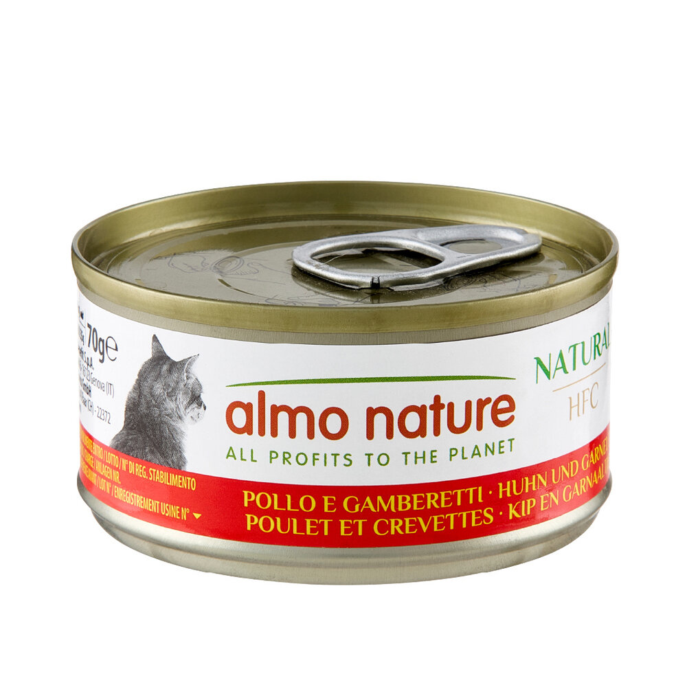 Blikje Almo Nature HFC Natural kattenvoer kip en garnaaltjes