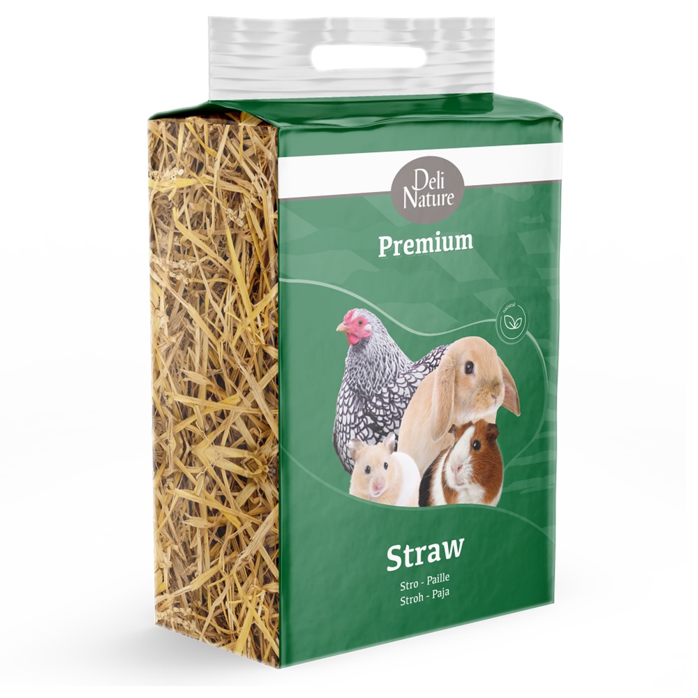 Zak Deli Nature Premium Stro 2kg – tarwestro voor konijnen, knaagdieren en pluimvee als ruwvoer en nestmateriaal