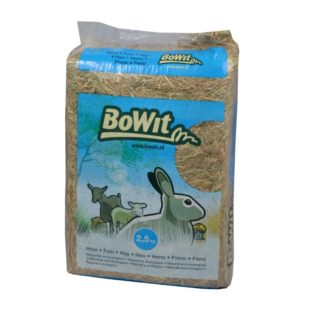 Bowit Hooi 2,5 kg – stofvrij, vezelrijk hooi voor gezonde spijsvertering van knaagdieren