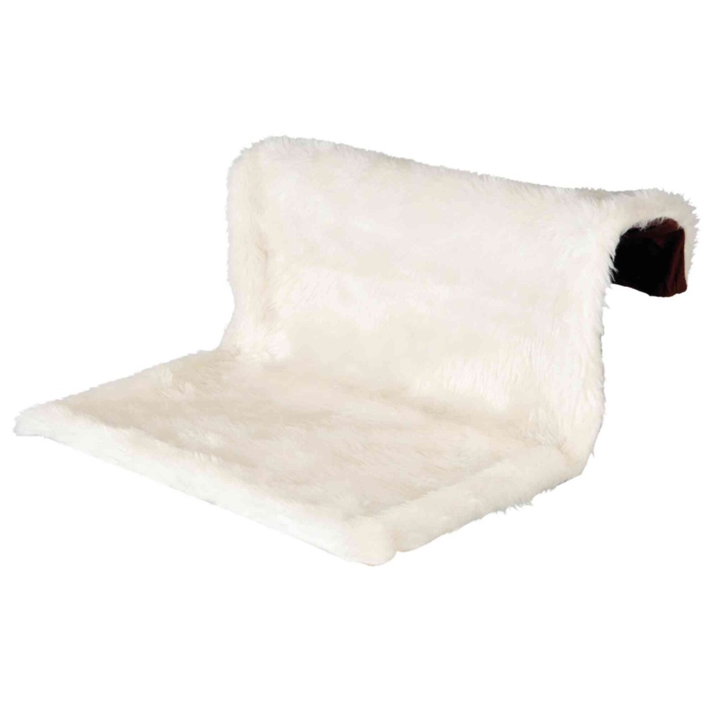 Radiator-Hangmat creme/bruin – knus hangplekje voor katten met afneembare pluche bekleding