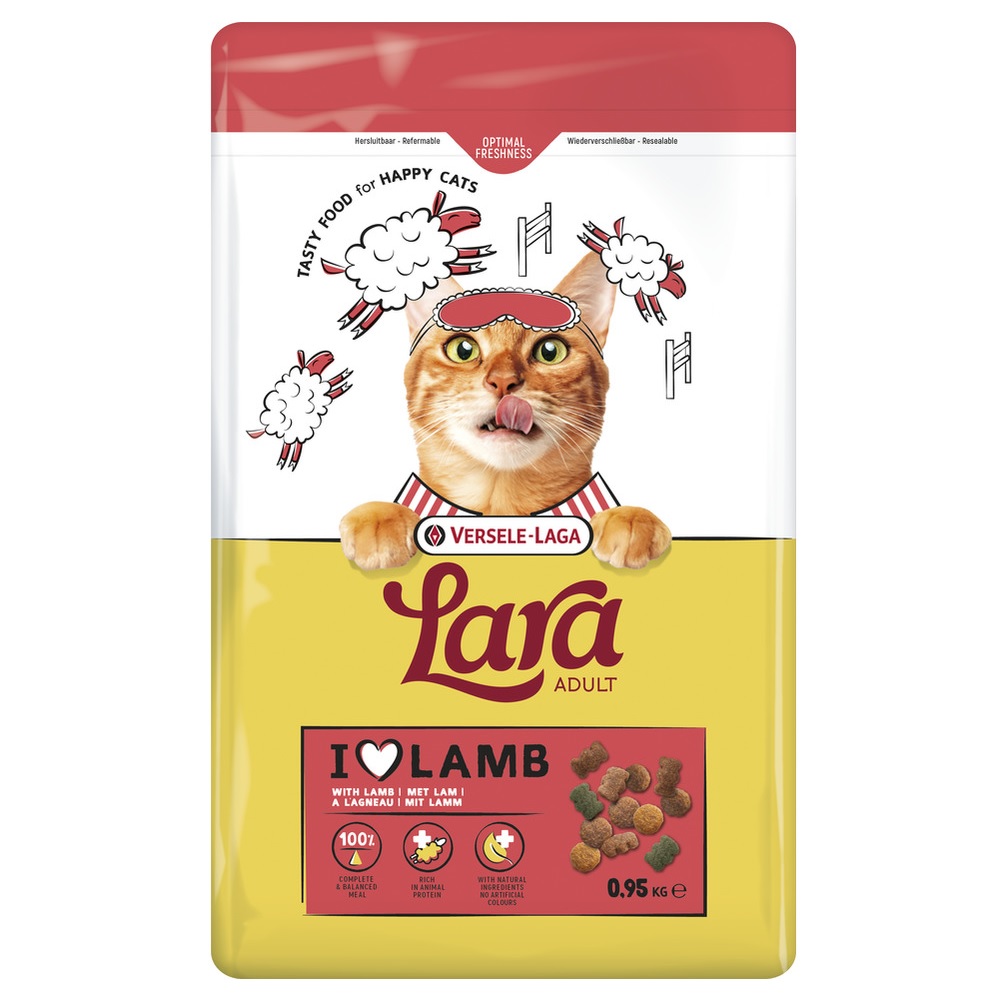 Zak Lara Adult Lam kattenvoer 950g – krokante brokjes met lam voor volwassen katten