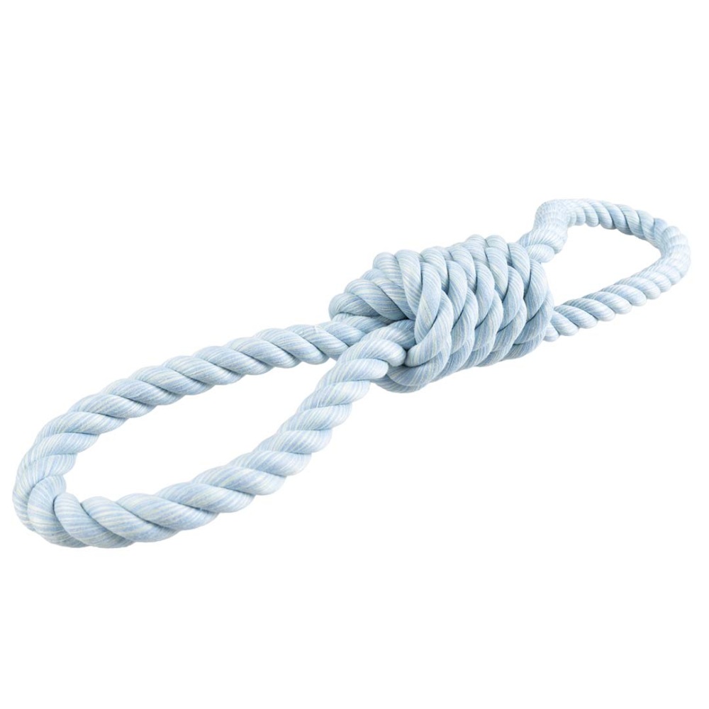 Blauw flostouw met twee lussen, 40 cm en 230 gram voor honden