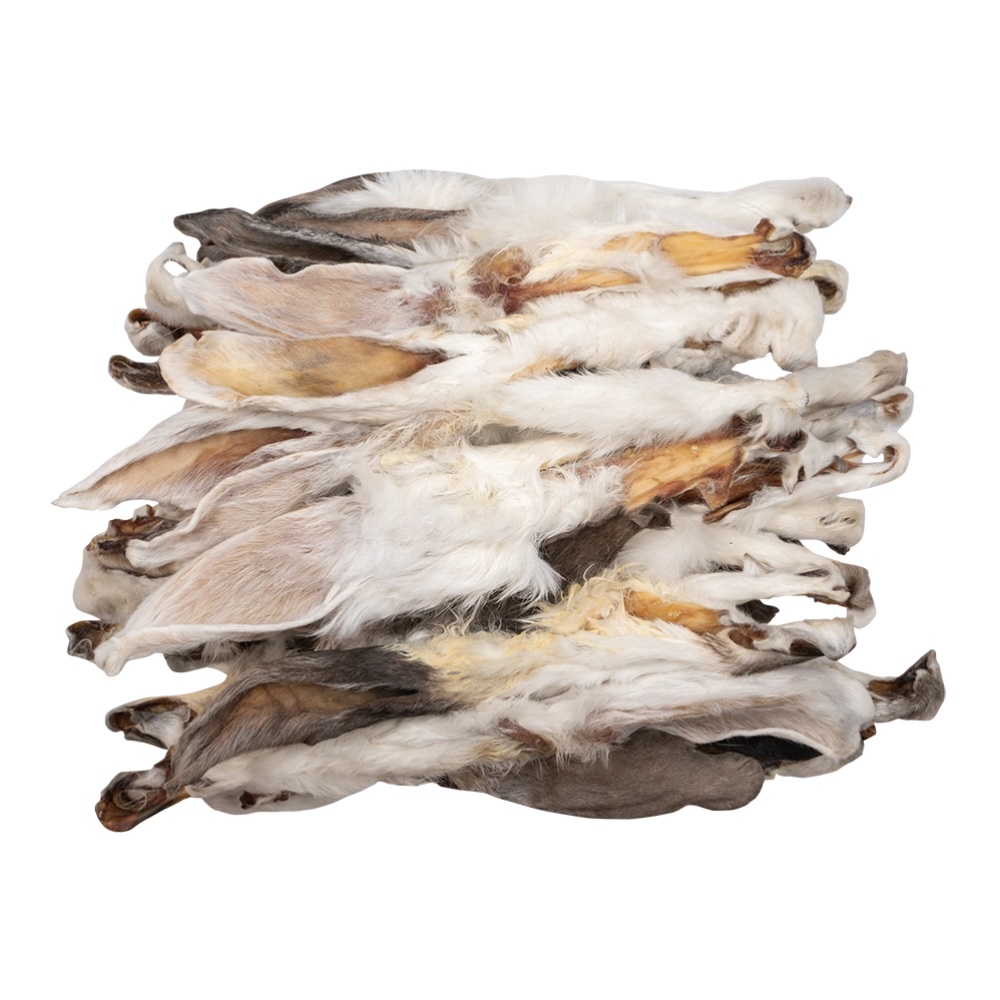 Konijnenoren met vacht, 400 gram.