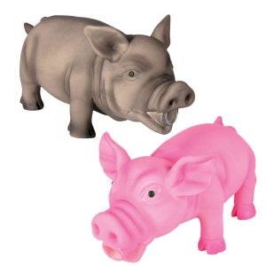Trixie latex varken hondenspeeltje 21 cm met dierengeluid, kleur assorti (diverse), gemaakt van latex.