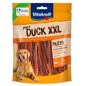 Vitakraft Eendenvleesstrips XXL 250 gram hondensnack met eendenborstfilet verpakking