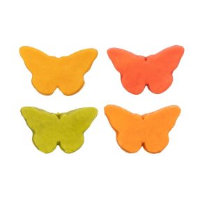 Vlinder met kipfilet hondensnack 35 gram per stuk in geel, oranje, rood en groen