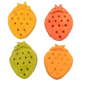 Aardbei met kipfilet hondensnack 25 gram per stuk in geel, oranje, rood en groen