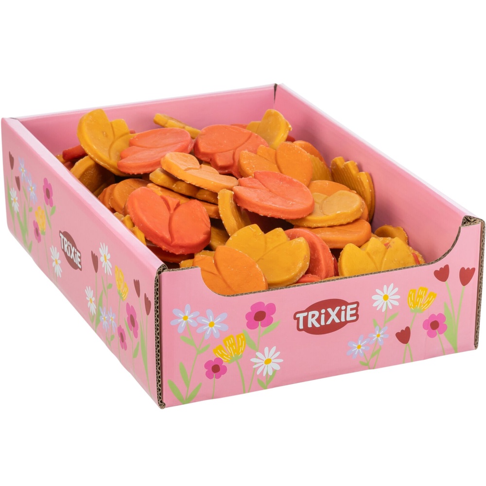 Kleurrijke tulpsnack met kippenborst voor honden – 25 gram per stuk