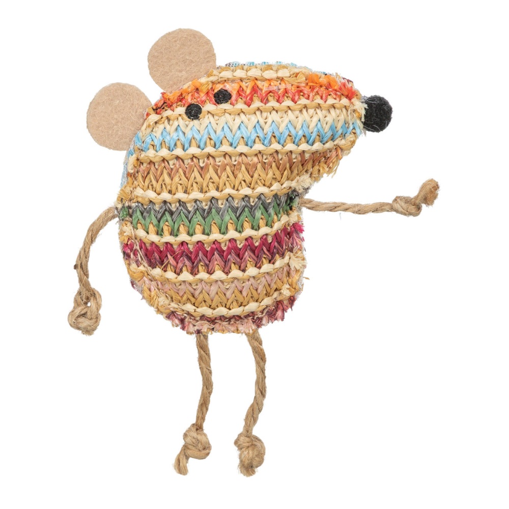 Kattenspeelgoed muis 14 cm van polyester met catnip (kattenkruid),