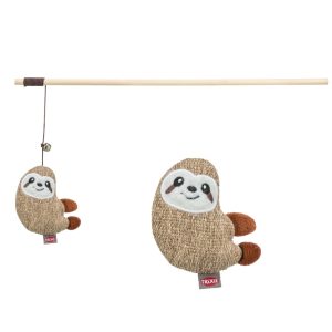 Trixie Speelhengel Luiaard 38 cm van hout met pluche (polyester) luiaardje en catnip (kattenkruid)