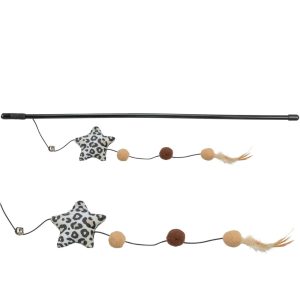 Kattenspeelgoed hengel met ster 50 cm van plastic met pluche (polyester) en catnip