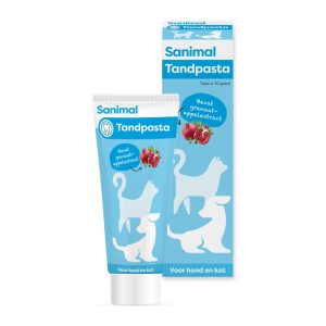 Sanimal Tandpasta 70 gram met granaatappelextract voor gebitsverzorging hond en kat