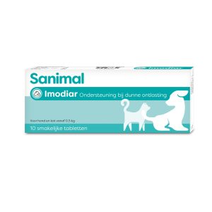 Sanimal Imodair 10 tabletten verpakking voor ondersteuning bij dunne ontlasting hond en kat