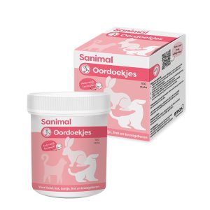 Sanimal Oordoekjes 100 stuks verpakking voor oorverzorging bij hond en kat