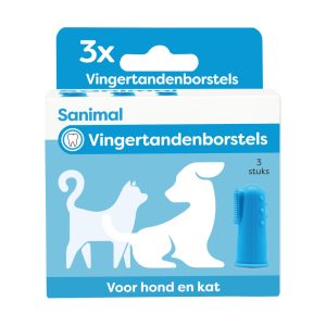 Sanimal Vingertandenborstel 3 stuks voor gebitsverzorging van hond en kat