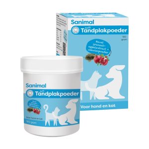 Sanimal Anti-Tandplakpoeder 180 gram potje voor gebitsverzorging hond en kat