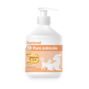 Sanimal Pure Zalmolie 250 ml fles voor hond en kat met omega 3 vetzuren