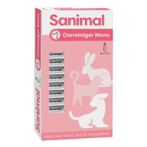 Sanimal Oorreiniger Mono 10 x 5 ml monodose tubes voor oorverzorging bij hond en kat