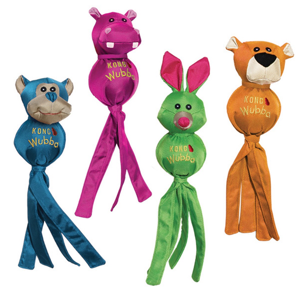 KONG Wubba Ballistic Friend Large 36 cm assorti hondenspeelgoed met pieper en flapstaarten