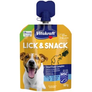 Vitakraft Lick & Snack Zalm 60 gram hondensnack in knijpverpakking