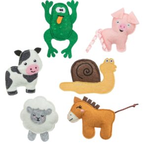 kattenspeelgoed boerderijdieren vilt met kattenkruid assorti 8-11 cm