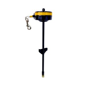 Intrekbare oprollijn Small geel 4,5 meter voor honden tot 15 kg zwart geel met staalkabel en grondpin