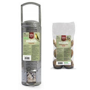 Hobby First Wildlife mezenbollen feeder 270 gram – gerecycleerde voedersilo met energy balls (vetbollen)