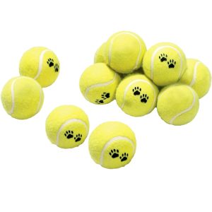 Tennisbal geel 6 cm set van 12 stuks – apporteerballen voor honden