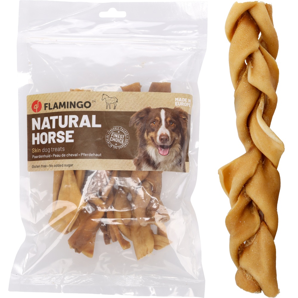 Paardenhuid gevlochten 150 gram hondensnack – glutenvrije natuurlijke kauwsnack zonder toegevoegde suikers