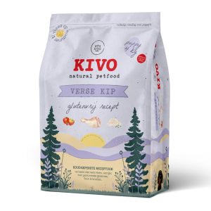 Kivo Verse Kip Puppy glutenvrij 4kg puppyvoer – kleine brokjes met verse kip, rijst en superfoods