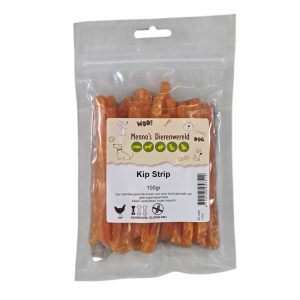 Kip strip 100 gram hondensnack – gedroogd kippenvlees strips