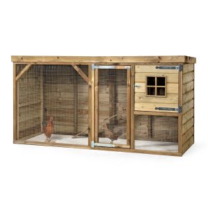 Glorenza Kippenhok Daisy 243x95x124 cm houten kippenhok met overdekte ren en nachthok