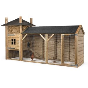 Glorenza Kippenhok Hooiberg Joost 340x110x190 cm houten kippenhok met overdekte ren en puntdak