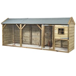 Glorenza Kippenhok Jumper 363x95x148 cm houten kippenhok met overdekte ren en spits dak