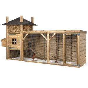 Glorenza Kippenhok Hooiberg Silke 358x110x190 cm houten kippenhok met overdekte ren en legnest