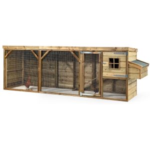 Glorenza Kippenhok Toby 393x95x124 cm houten kippenhok met lange overdekte ren
