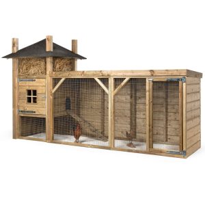 Glorenza Konijnenhok Hooiberg Evie 340x110x190 cm houten konijnenhok met overdekte ren