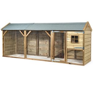 Glorenza Konijnenhok Sanne 363x95x148 cm groot houten konijnenhok met spits dak en overdekte ren