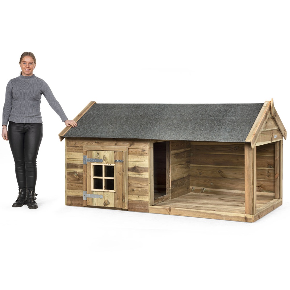 Voldux Hondenhok Naud 201x113x110 cm stevig houten hondenhok voor buitengebruik