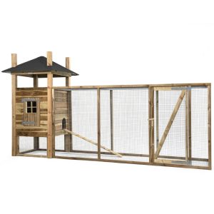 Voldux Hooiberg Floor XL 411x125x220 cm groot kippenhok met overdekte ren in hooibergstijl