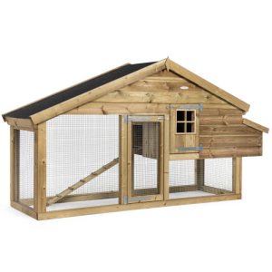 Voldux Dierenverblijf Romy Rechts 300x90x160 cm houten dierenverblijf met ren voor kippen of konijnen