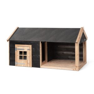 Voldux Hondenhok Sven 201x113x110 cm houten hondenhok met veranda en dakleer