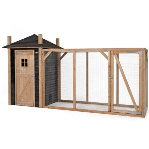 Voldux Kippenhok Hooiberg Mees XL 437x150x235 cm groot kippenhok met ren en hooiberg