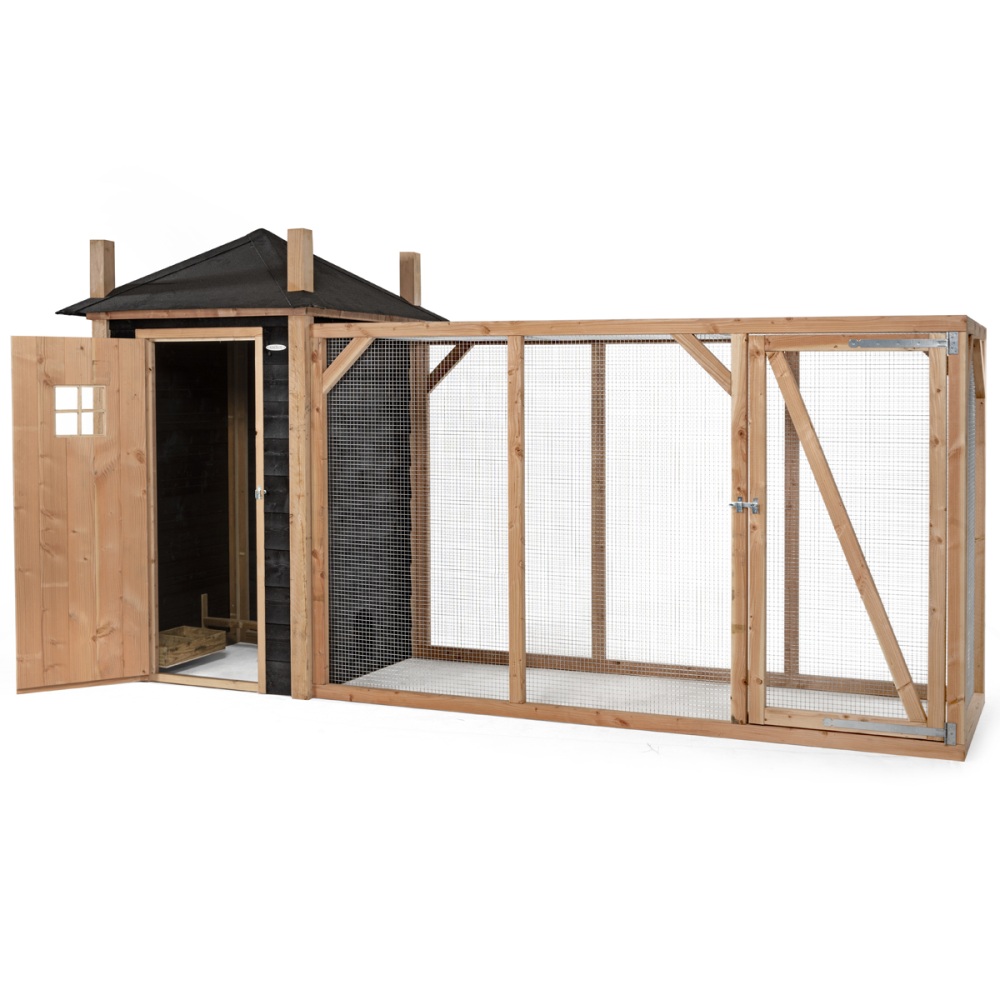 Voldux Kippenhok Hooiberg Mees XL 437x150x235 cm groot kippenhok met ren en hooiberg